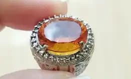 Cincin Batu Permata Natural Madeira Golden Citrine Oval Facet