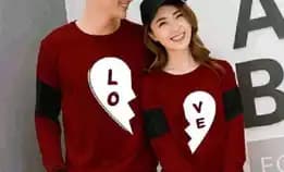 Cp One Heart | Kaos Couple Black Love | Kaos Pasangan Lengan Panjang    