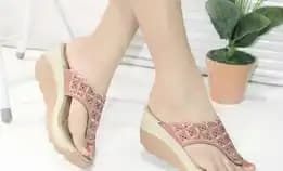 Diskon ❗❗Sandal Wedges Japit Laser Bordir Sandal Wanita Simple Selop Mulan 1942 