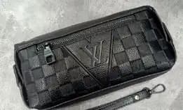 Tas Pouch Bag Lv Damier Emboss Tas Tangan Kulit