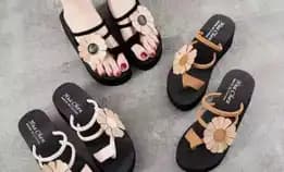 Diskon ❗❗Sandal Wedges Tali Pita Bunga Wanita Terbaru    