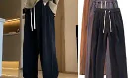 Celana Corduroy Pria Celana Panjang Pria Korean Style Celana Pinggang Karet Oversize Pria Baggy Pant