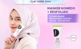 Azrina 2x Super Charcoal Clay Mask - Masker Wajah Brightening Wanita Pria Untuk Mengurangi Komedo