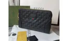 Clutch Bag Tas Tangan Pria Gucci Leather Emboss Gg