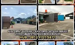 Gudang Dijual : Jual Cepat Gudang + Kantor Di Jatiasih Bekasi. Lt2900 Lb600 Strategis Bebas Banjir.H