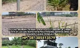 Tanah Strategis Lt.2000m² & 140m² Dekat Jalan Raya Di Jl. Klentang Gemolong Sragen Jawa Tengah