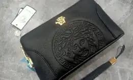 Handbag Versace Logo Leather Clutch Tas Tangan