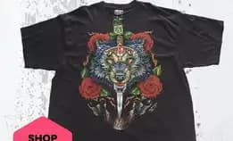 Kaos Rock Chang Wolf & Roses