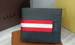 Dompet Bally Logo List Merah Putih Dompet Lipat Kulit