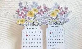 2024 Calendar Bloomy Flowers / Kalender 2024 Aesthetic / Desk Calendar / Kalender Meja