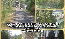 Jual Tanah Shm Strategis 291m Tepi Jalan Aspal, Argodadi, Sedayu, Bantul, Diy. Wa:087839511742