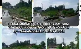 Tanah Dijual Murah. Dijual Murah Tanah Hook 1265m² Shm Di Harjobinangun, Pakem, Sleman, Yogyakarta