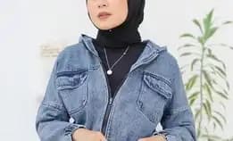 Diskon ❗❗Jaket Jeans Crop Hoodie / Jaket Jeans Wanita