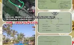 Dijual Murah Tanah Pertanian 862m² Di Pakem Sleman Diyhub : 0852-1629-9338* Luas Tanah  : 862m² 