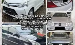 Toyota Alphard 2.4 S 2012 At, Avanza Veloz 1.5 Luxury 2014 At, Avanza 1.3 G 2016 At, Crv Prestige 1.