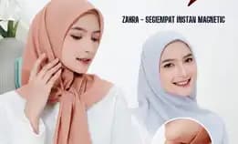 Zahra Jilbab Segiempat Magnet Lasercut Terbaru Kerudung Segiempat Magnetic Square Dengan Magnet Neod