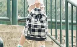 Diskon ❗❗Tas Ransel Wanita Motif Square/Backpak Korea Murah/Tas Murah Batam 