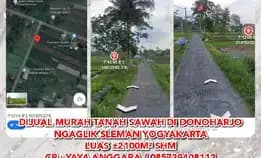 Bu. Tanah Sawah Dijual Murah Di Sleman Diy. Luas 2100m² Ld18 Shm Strategis