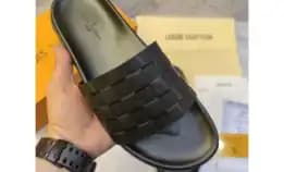 Sandal Slide Selop Pria Black Damier Infini Louis Vuitton Lv