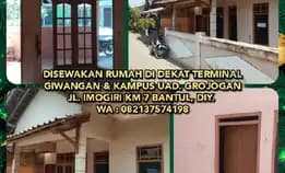 Disewakan Rumah Di Dekat Terminal Giwangan & Kampus Uad. Grojogan Jl. Imogiri Km 7 Bantul, Diy