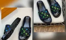 Sandal Selop Slide Bordir Pria Louis Vuitton Lv