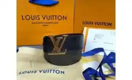 Men Belt Ikat Pinggang Sabuk Pria Louis Vuitton Lv Black Emboss Damier