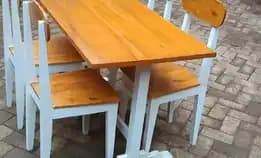 Meja Kursi Cafe Bahan Kayu Solid Cod Bisa