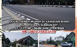 Dijual Tanah Murah Di Kawasan Bisnis Jl. Gito Gati Sleman. Lt:1.771m² Ld64m Shm Strategis