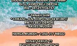 Dijual Murah Tanah Shm 244m² Di Jl. Kopo Beji Depok Wa : 081297936747*