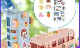 【Stiker Lucu】500ml Botol Air Minum Anak Perempuan Botol Mainan Anak Bus Cangkir Air Untuk Anak