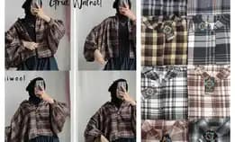 Kemeja Batwing Flanel Wanita