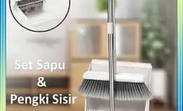 Set Sapu Lipat & Pengki Sisir Minimalis Alat Pembersih Lantai Set Broom Dustpan Debu & Kotoran