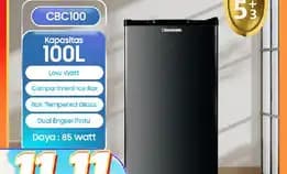 Changhong Kulkas 1 Pintu (Refrigerator) Lemari Es Kapasitas 100 Liter – Black Cbc 100 (Semi Auto-Def