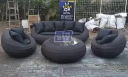 Sofa Bulat Big Size Rotan Sintetis