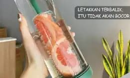 Botol Air Minum 700ml Transparant Dengan Sedotan Lipat