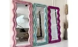 Wavy Mirror / Cermin Aesthetic / Cermin Estetik / Irregular Wavy Mirror / Standing Mirror Aesthetic