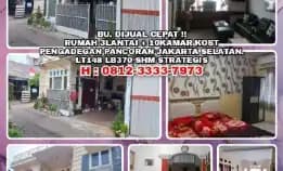 Rumah Dijual : Rumah 3lantai + 10kamar Kost Strategis Di Pancoran Jakarta Selatan.Lt148 Lb370 Shm