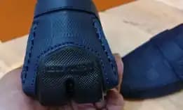 Sepatu Loafers Pria Louis Vuitton Lv Blue Navy Lv55209 Damier Emboss