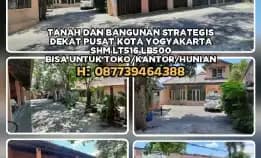 Tanah Dan Bangunan Strategis Dekat Pusat Kota Yogyakarta.Shm Lt516 Lb500 Bisa Untuk Toko/Kantor/Huni