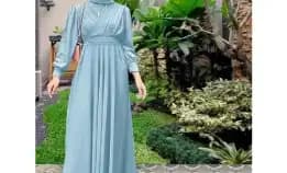 Baju Gamis Wanita Muslim Tamara Dress Bo Bahan Kain Ceruty Babydoll Mix Polos Gamis