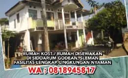 Rumah Kost / Rumah Disewakan Di Sidoarum Godean, Sleman. Fasilitas Lengkap, Lingkungan Nyaman. Wa: 0