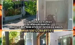 Dijual Segera Rumah Di Kurahan Bantul.Lt121 Lb63 Shm Kt2 Km1 Nyaman Aman.Wa:081224689191* Luas Tanah