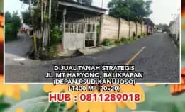 Dijual Tanah Strategis Di Jl. Mt Haryono Balikpapan (Depan Rsud Kanujoso)Lt.400m² (20x20)