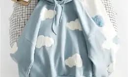 Cloud Moon Sweater Hoodie Oversize | Sweater Pull Frint Bahan Fleece Tebal | Sweater Outfit Kekinian