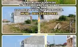 Tanah Dijual : Tanah Murah Strategis Di Mangunjiwan Kab. Demak. Lt72m² Shm Zona Perumahan Padat Pend