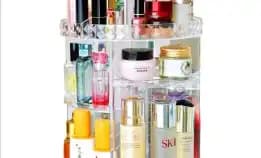 Rak Kosmetik Acrylic Putar 360 Derajat Diamond / Polos Rak Make Up Organizer Tempat Makeup