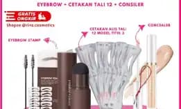 [Paket Eyebrow Bundling 3in1] Paket Bundling Cetakan Alis Tali 12 Pcs Titik 3 Dan Ndc Eyebrow Powder