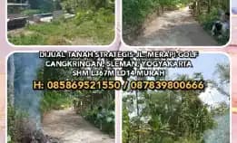 Dijual Tanah Strategis Jl. Merapi Golf Cangkringan, Sleman, Yogyakarta.Shm L367m Ld14 Murah