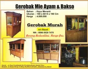 Produsen Pabrik Toko Grosir Gerobak (Mie Ayam Dan Bakso) Bahan Kayu Dan Besi Murah Terdekat Jakarta