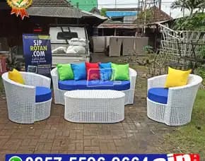 Sofa Rotan Sintetis Ayaman Mata Ayam